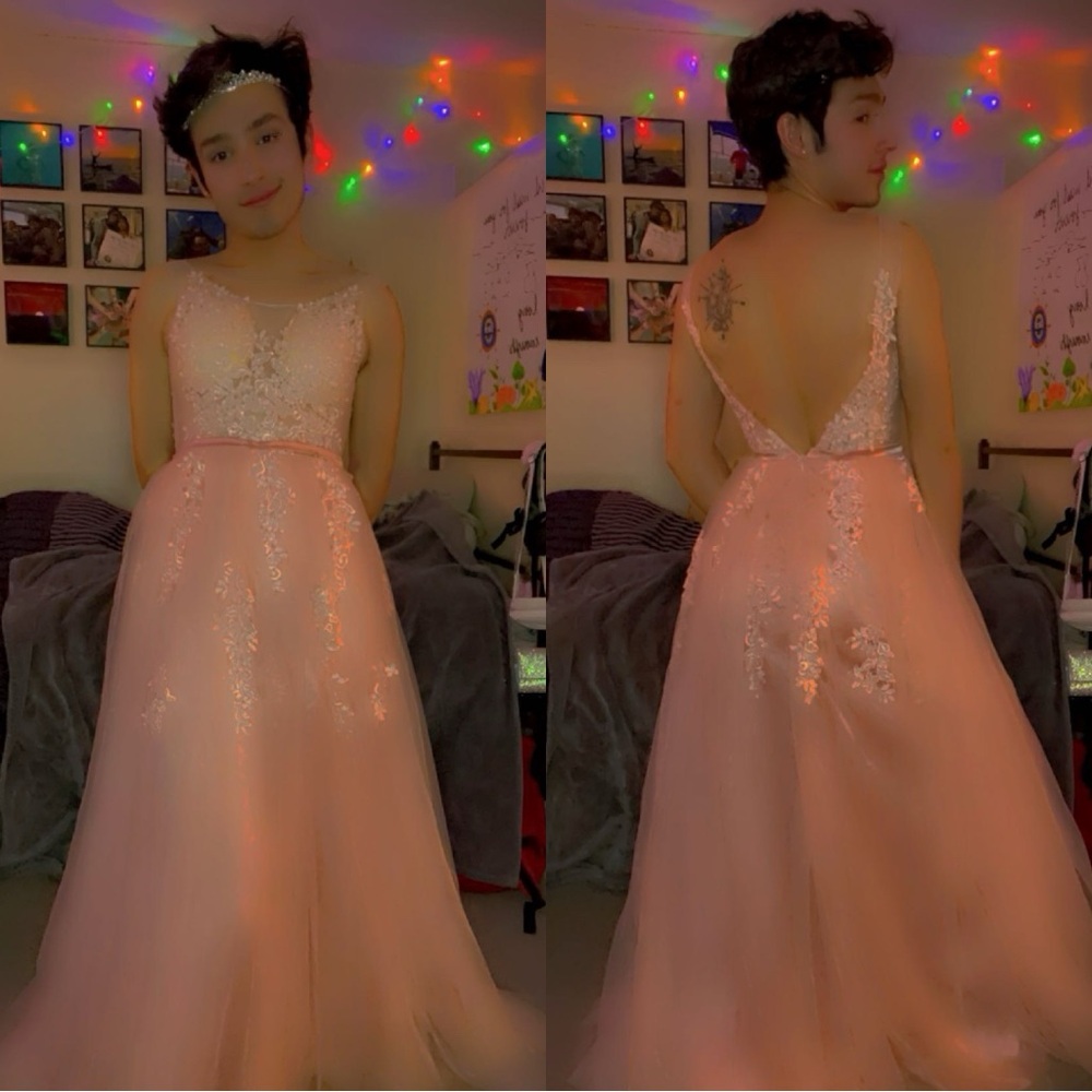 Stunning Pink Prom Dress with Floral Details